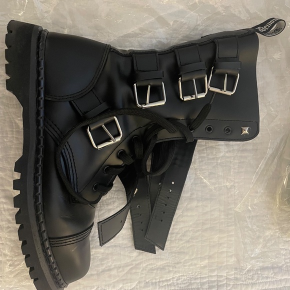Goth-Punk Black Leather Boots by \'Demonia\' main image 6